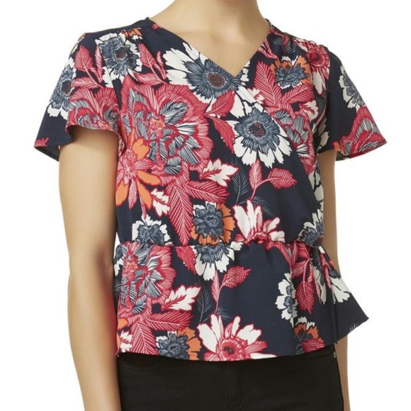 multicolor floral peplum top, size Petite XL - Picture 1 of 1